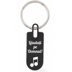 Breloc negru metal, Laudati pe Domnul!
